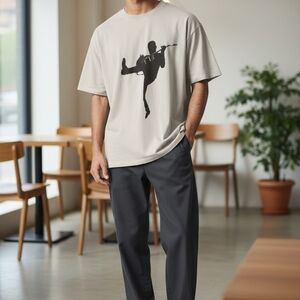 Gildan Beige Short Sleeve Tee with Black Graphic